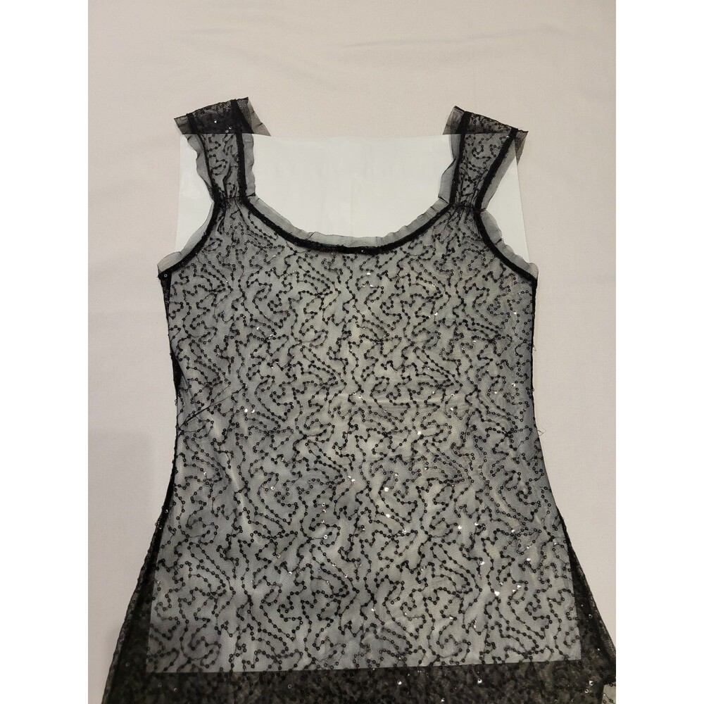 BKE Boutique Juniors Small Black Mesh Sequined Blouse Witchy Whimsigoth